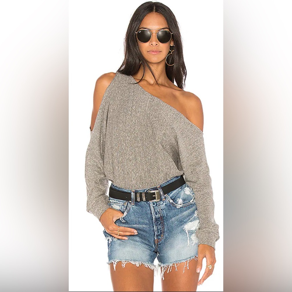 Lanston Sport Pullover Gray Off-Shoulder